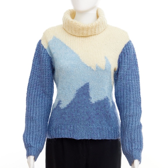 80’s hand knit fair isle sweater / turtleneck - Picture 2 of 7
